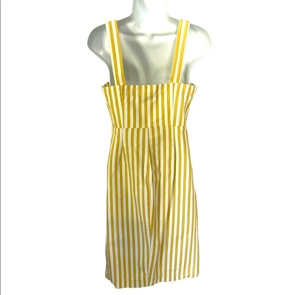 Y2K 90’s Forever 21 mustard and white striped button front midi dress size small - Picture 2 of 7
